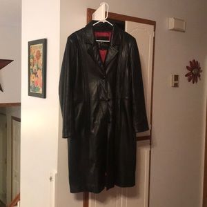 Leather ankle length coat
